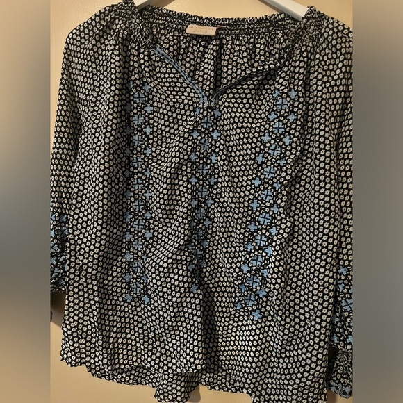 Rungolee Elegant Black Blue Barcelona Embroidered Blouse small revolve ssense - Picture 5 of 8